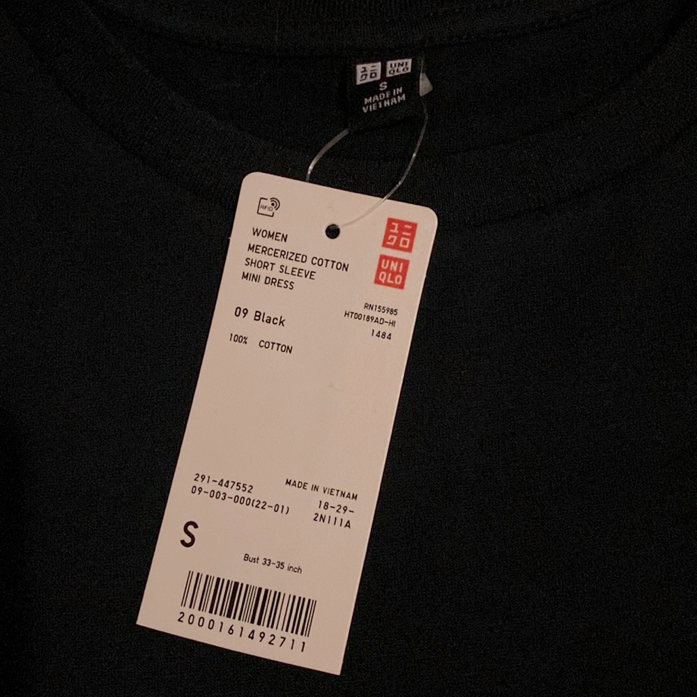 NWT Uniqlo Women’s Small Black Mini Dress with side pockets